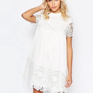 ASOS Fashion Union Smock Dress with Lace Inserts